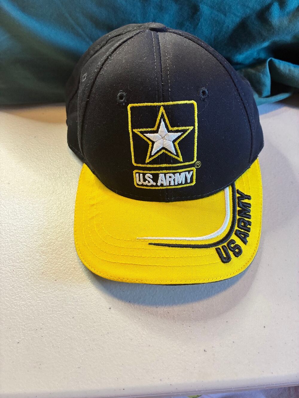 US Army Hat GoArmy.com Army Strong Black Yellow Strapback Made in USA OSFA